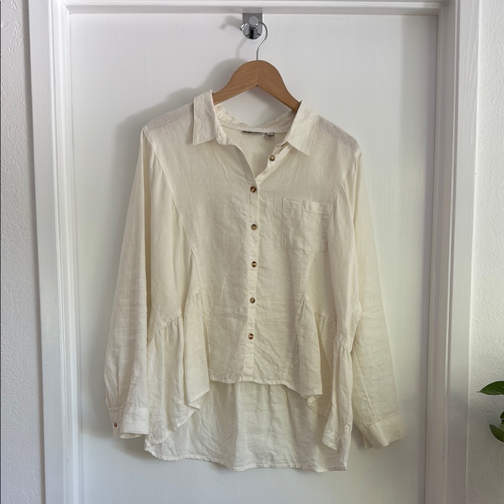 100% Linen Anthropologie Holding Horses Top